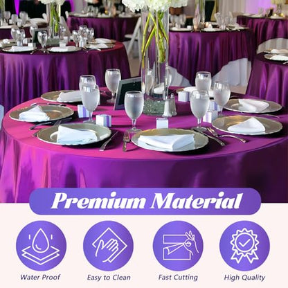 Plastic Table Cover Roll Disposable Tablecloth: 54in X 120ft Table Covers Plastic Table Cover Roll with Easy Slide Cutter Plastic Table Cloths for Parties Disposable-Purple - color: Purple, size: 1440" x 54" (Rectangular)