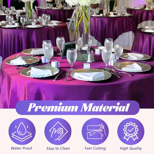 Plastic Table Cover Roll Disposable Tablecloth: 54in X 120ft Table Covers Plastic Table Cover Roll with Easy Slide Cutter Plastic Table Cloths for Parties Disposable-Purple (Pack of 2) - color: Purple, size: 1440" x 54" (Rectangular) (Pack of 2)