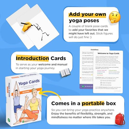WorkoutLabs Yoga Cards – Beginner: Visual Study, Class Sequencing & Practice Guide with Essential Poses, Breathing Exercises & Meditation · Plastic Flash Cards Deck with Sanskrit