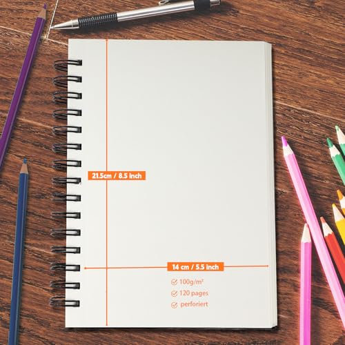 joibabe Spiral Bound Mixed Media Sketchbook, 160 GSM Heavyweight Paper, 60 Sheets, Acid Free Art Notebook for Drawing, Watercolor, Acrylic, Sketching, 5.5x8.5 Inch, 2 Pack - size: 5.5" x 8.5"