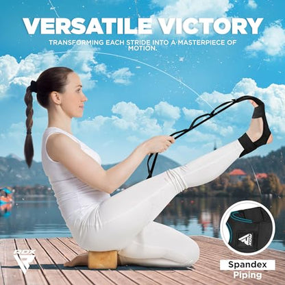 RDX Yoga Stretching Strap, Ankle Ligament Stretcher Belt with Loops Ligament Stretch Band, Fitness Leg Stretcher for Plantar Fasciitis, Foot Stretch Assist for Hamstring, Flexibility Exercise - color: Black