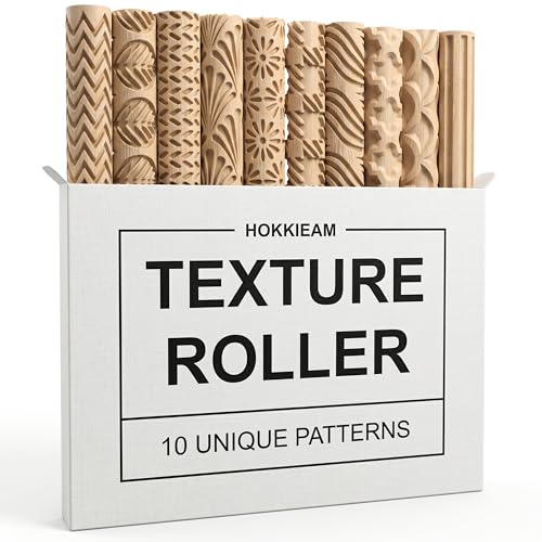 Hokkieam Clay Texture Rollers, 10 PCS Plastic Polymer Clay and Pottery Tool | Create Textured Patterns on Polymer Clay and Pottery for Sculpting, Ceramics, DIY Crafts, and Creative Projects.
