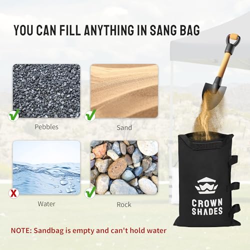 CROWN SHADES Sand Bags for Canopy Legs, 120 LBS, Black (Unfilled) - color: Black, size: 120lbs