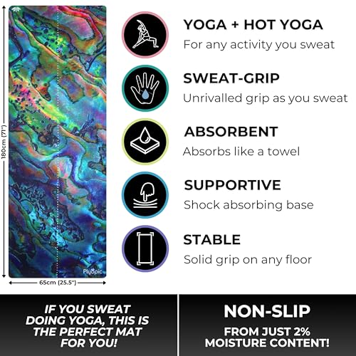 Plyopic All In One Yoga Mat | Luxury Sweat-Grip Mat/Towel Combo | Ideal for Yoga, Hot Yoga, Bikram, Pilates, Workout & Exercise | Eco-Friendly Natural Rubber - color: Haliotis