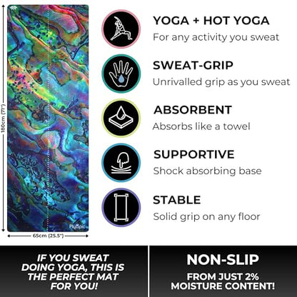 Plyopic All In One Yoga Mat | Luxury Sweat-Grip Mat/Towel Combo | Ideal for Yoga, Hot Yoga, Bikram, Pilates, Workout & Exercise | Eco-Friendly Natural Rubber - color: Haliotis
