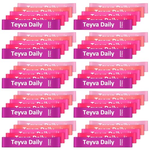 50 Pcs Resistance Loop Exercise Bands for Booty Workout Stretch Exercise Bands 5 Level Each Set with Storage Bag Non Slip for Legs Squat Resistance Loop Women Men Fitness - color: Pink