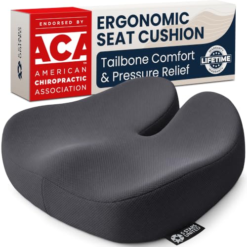5 STARS UNITED Seat Cushion - Memory Foam Chair Cushion for Tailbone Pain Relief - Ergonomic Support for Coccyx, Sciatica & Butt - Office, Desk & Gaming Chair, Car Seat, Wheelchair, Dark Gray Mesh - color: Dark Gray, size: XX-Large