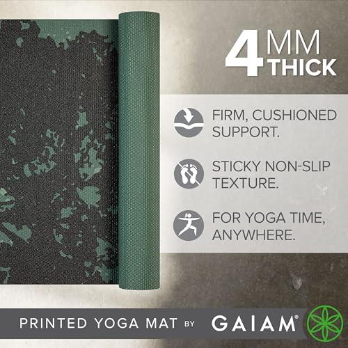 Gaiam Yoga Mat Classic Print, 4mm Non-Slip Mat - color: Luminary