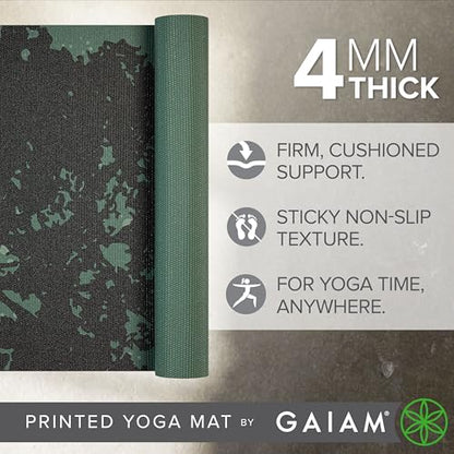 Gaiam Yoga Mat Classic Print, 4mm Non-Slip Mat - color: Luminary