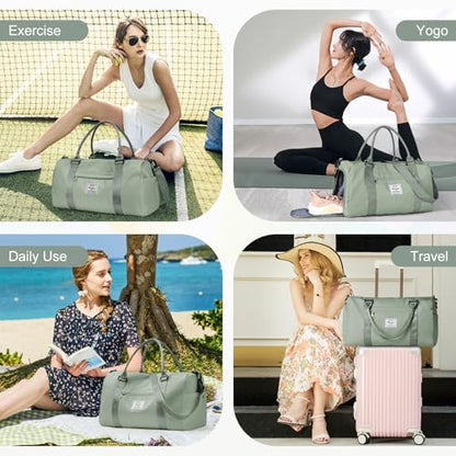Gym Bags for Women Men with Shoes Compartment,Sports Duffle Bags Personal item travel Duffel Tote Bag Small Carry on Weekender Overnight Bag Workout Dance Bags Hospital Holdalls Grey Green - color: A3-Grey Green