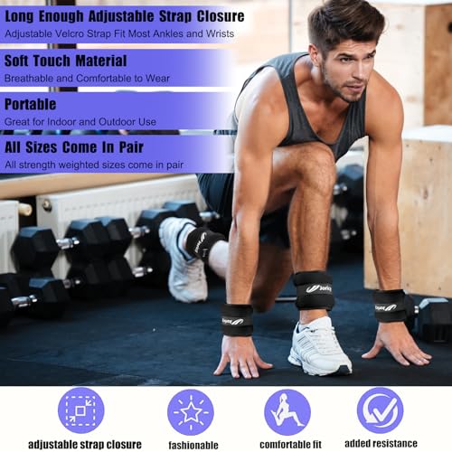 Ankle Weights A Pair of 1/2/3/4/6/8/10/12/20 LBS Wrist Leg Arm Weights for Women Men with Adjustable Straps, Strength weighted for Physical Therapy Running Walking Home Fitness Gym Workout Weight Loss - color: Black