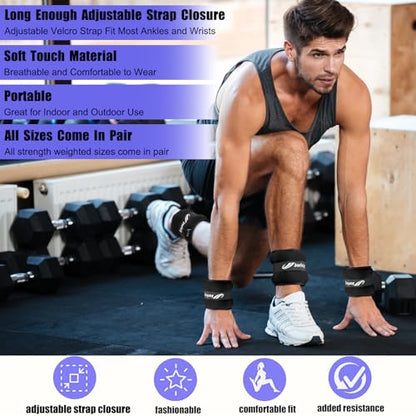 Ankle Weights A Pair of 1/2/3/4/6/8/10/12/20 LBS Wrist Leg Arm Weights for Women Men with Adjustable Straps, Strength weighted for Physical Therapy Running Walking Home Fitness Gym Workout Weight Loss - color: Black