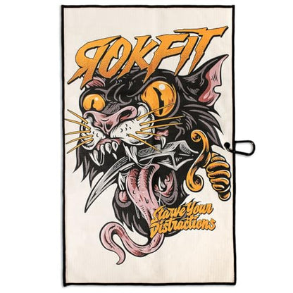 RokFit Gym & Golf Towel – Multi-Use, Quick-Dry, Durable Utility Towel with Bold Graphic and Carabiner Clip (Starve Your Distractions) - color: Starve Your Distractions