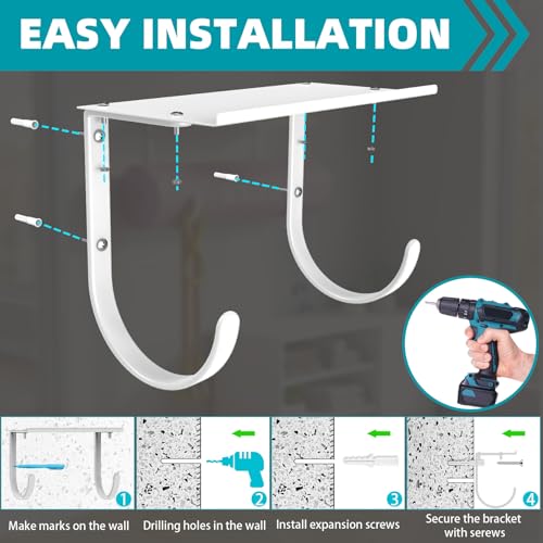 Yoga Mat Holder Wall Mount, No Tying, No Straps - color: 4-Tiers（with Floating Shelf）