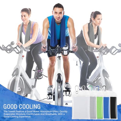 Hosuly 15 Pcs Cooling Towels 40" x 12", Colorful - color: Black, White, Light Gray, Dark Blue, Bright Green