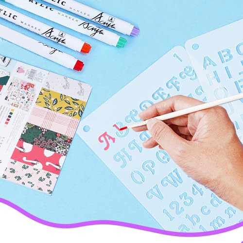 UCEC 40 PCS Letter Stencils for Painting, 6 Sizes 0.3-1.45 Inch for Crafts | 6+ Sizes 0.3/0.35/0.55/0.65/0.85/1.45 Inch Number & Alphabet Stencils for Crafts, Bullet Journal Stencil & Stencil for Art - size: 4*7 inch/40 pcs