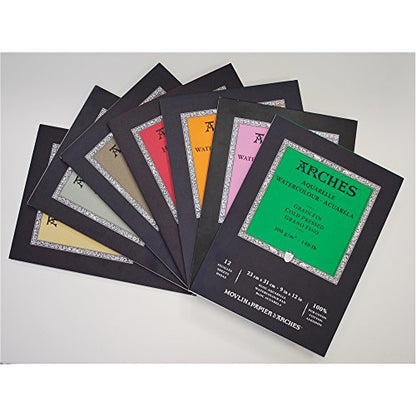 Arches Watercolor Paper Block, Hot Press, 9" x 12", 140 pound