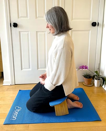 Bean Products Bamboo Foldable Meditation Bench – Supportive and Portable Kneeling Stool Chair with Meditation kit – Ergonomic Design for Seiza, Meditation, Prayer and Travel – Made in USA - color: Bamboo Bench Hinged Kit Black