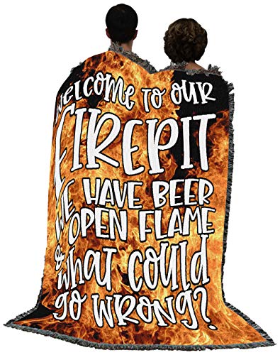 Pure Country Weavers Welcome to Our FirePit Blanket - Gift Tapestry Throw Woven from Cotton - Made in the USA (72x54) - color: Firepit