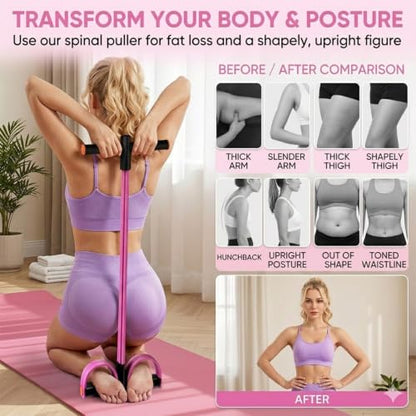 Multifunction Pedal Resistance Band with Handles, Pink | 6-Tube Natural Rubber Elastic Yoga Pedal Puller for Home Workouts, Full-Body, Core Strength, Arm Training and Leg Exercises