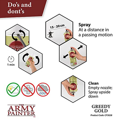 The Army Painter, Colour Primer Greedy Gold, 400 ml acrylic spray | Spray Paint Basecoat for Miniature Model Undercoat Priming, Plastic Wargames, DnD & Warhammer - color: Greedy Gold