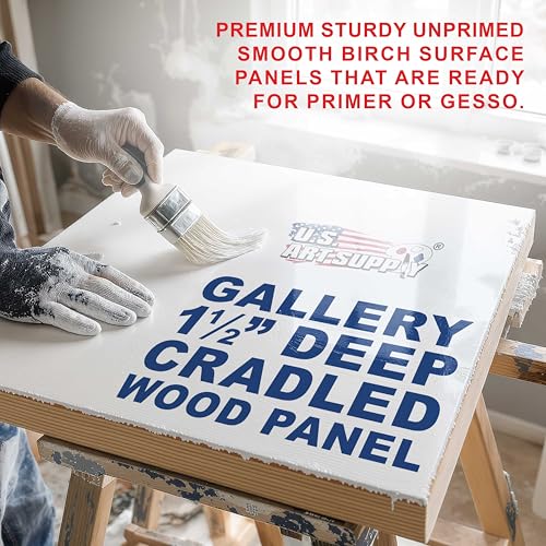 U.S. Art Supply 20" x 24" Unfinished Cradled Wood Panels for Painting, Gallery 1-1/2" Deep (2 Pack) - Artist Depth Wooden Wall Canvases - Mixed-Media Craft, Acrylic, Oil, Encaustic, Paint Pouring - size: 20" x 24"