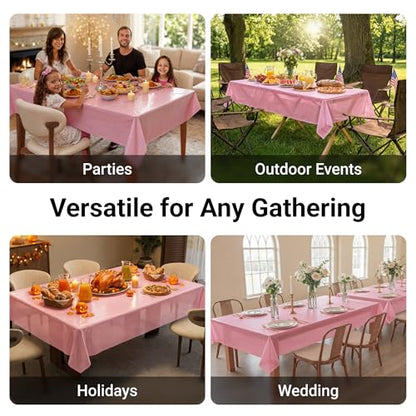 Auros 10-Pack Plastic Tablecloths, 54x108 Inch Disposable Table Covers, 8FT | Rectangle Waterproof & Throw Away Table Cloth, Easy Cleanup for Party, Wedding, Birthday, BBQ, Fits 6-8ft Tables, Candy Pink - color: Candy Pink, size: 54" X 108" Rectangle