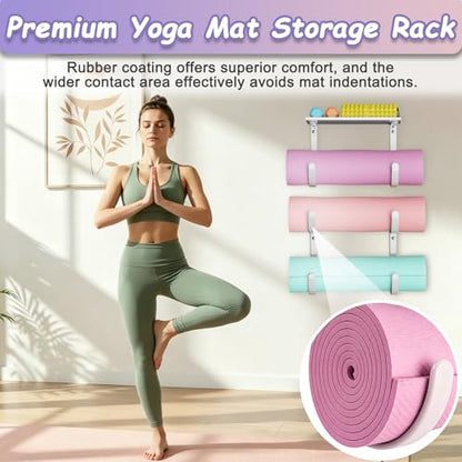 Rubber Coated Yoga Mat Holder, No Straps Required - size: 3-tier shelf