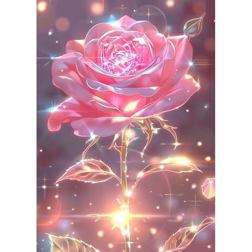 SENQAO Rose Diamond Art Kits for Adults, Valentine's Day Diamond Painting Kit for Beginners, Round 5D DIY Diamond Dots, Full Drill Painting Kit Art and Crafts for Adults Home Wall Decor 12x16inch - color: rose
