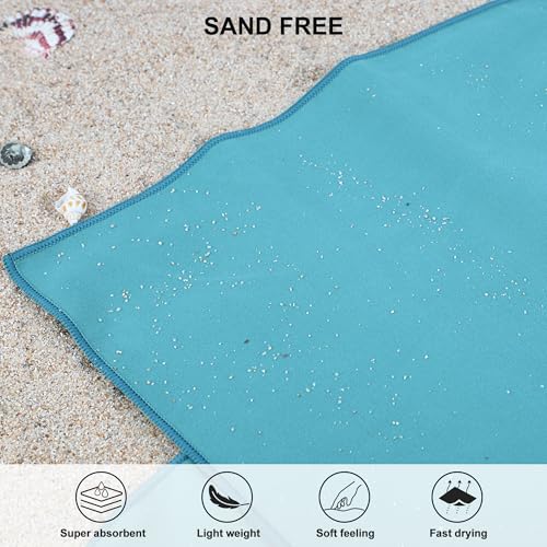 Rainleaf Microfiber Towel Quick Dry Camping & Travel & Gym Towel. Compact - color: Peacock Blue, size: 32.00" x 16.00"