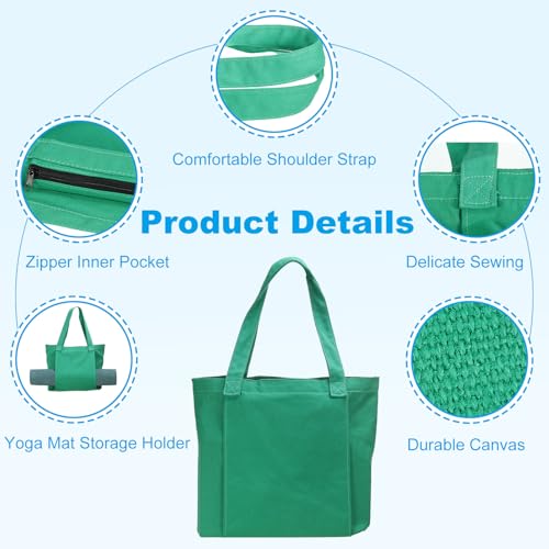 PATIKIL Yoga Mat Bags, Yoga Tote Carrier Shoulder Bag with Mat Pocket Carryall Canvas Tote Yoga Gym Bags - color: Green