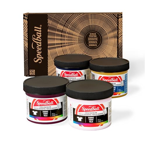 Speedball Fabric Screen Printing Ink, Iridescent and Soft Color Combination, 4-Ounce (4-Pack), Vintage Elegance: Gold, Blushing Bride, Burgundy, Blue Denim - size: Iridescent and Soft Color Set