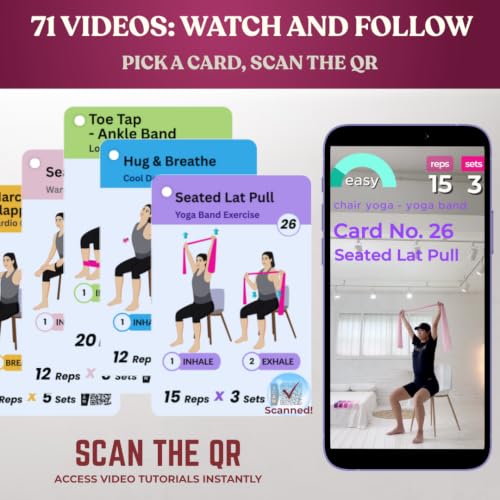 [Large Print Cards] Chair Yoga for Seniors Over 60; 71 Poses & QR Videos