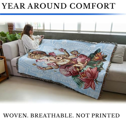 Pure Country Weavers Lotus Mandala Blanket - Religious Gift Tapestry Throw Woven from Cotton - Made in The USA (72x54) - color: Lotus Mandala, size: 72x54