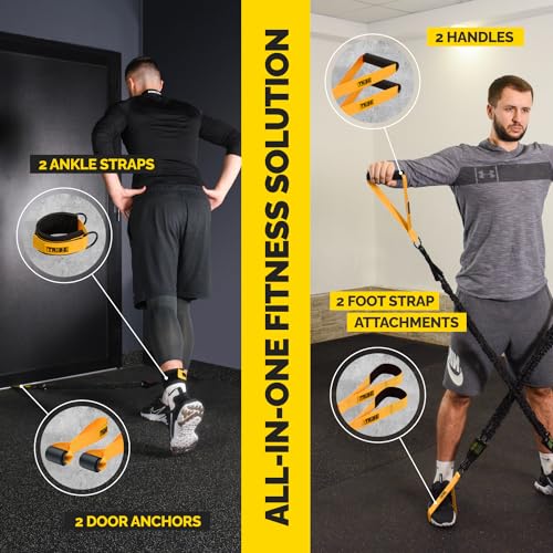 Tube Resistance Bands Set with Handles, Bar, Ankle Straps and Door Anchor - color: Yellow
