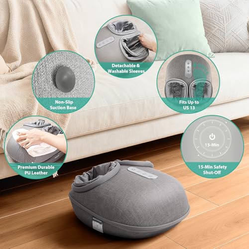 Medcursor Foot Massager with Heat | Shiatsu Deep Kneading, Relief for Tired Muscles and Plantar, Multi-Level Settings, Adjustable Intensity, Gifts for Women Mom - color: Grey