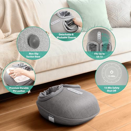 Medcursor Foot Massager with Heat | Shiatsu Deep Kneading, Relief for Tired Muscles and Plantar, Multi-Level Settings, Adjustable Intensity, Gifts for Women Mom - color: Grey