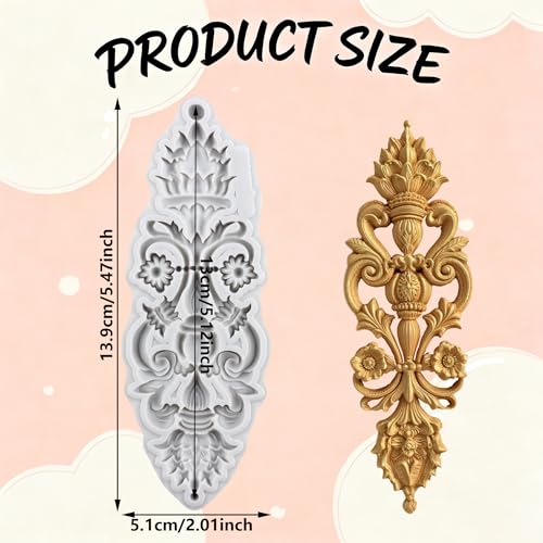 Baroque Polymer Clay Mold Baroque Scroll Lace Silicone Molds | DIY Craft Epoxy Resin Casting Polymer Clay Tools Crafts Air Dry Jewelry Making - color: Style P