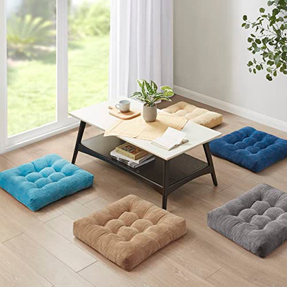 Meditation Floor Pillow, Square Large Pillows Seating for Adults, Tufted Corduroy Floor Cushion for Living Room Tatami, Coffee Brown 22x22 Inch, 1 Count (Pack of 1) | Reading nook & office use, Tatami seating, Breathable corduroy cover, 3.5 in thick, Shre