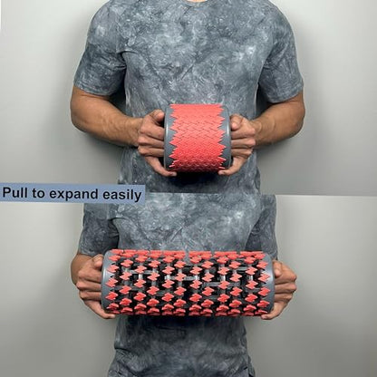 Collapsible Foam Roller for Exercise and Recovery (13 Inches), Easily Portable at 5.5 inches (Red) - color: Red