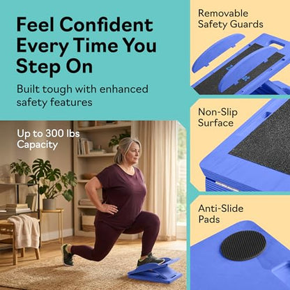 Slant Boards for Exercise, Wooden Slant Board, Calf Stretch Board with 7 Incline Angles, Velour Board, Balance Board & Calf Stretcher, Portable Incline Board for Physical Therapy, Ankle Mobility, Heel & Knees - color: Blue