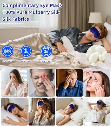 Adjustable Inflatable Cervical Traction Device, Soft Neck Stretcher Support Pillow with Sleep Eye Mask-Blue