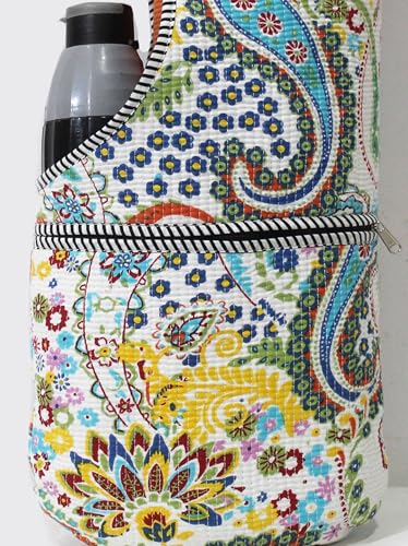INDIAN CRAFT CASTLE Yoga Mat Bag | Tote Mat Bag | Sling Yoga Tote w/Large Side Pocket & Zipper Pocket | Yoga Mat Carrier Fits Most Size Mats - color: White Paisley
