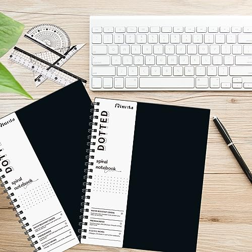 Dotted Journal Spiral Notebook 8.5" x 11"-4 Pack Dot Grid Notebook Hardcover Notebook 120 Pages 100 GSM Thick Dotted Paper Notebook Hardcover Journal for School, Office, Artist | 4 Pack Dot Grid Notebook Hardcover Notebook Thick Dotted Paper Notebook Hard
