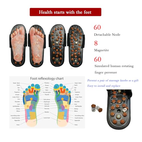 Acupressure Sandals,Acupressure Foot Massager with Anti-Slip Sole,Plantar Fasciitis Relief with Imitate Person Rotation Finger Pressure (Black, M-Women(7-8.5)/Men(6-7.5)) - color: Black, size: M-Women(7-8.5)/Men(6-7.5)