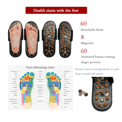 Acupressure Sandals,Acupressure Foot Massager with Anti-Slip Sole,Plantar Fasciitis Relief with Imitate Person Rotation Finger Pressure (Black, M-Women(7-8.5)/Men(6-7.5)) - color: Black, size: M-Women(7-8.5)/Men(6-7.5)
