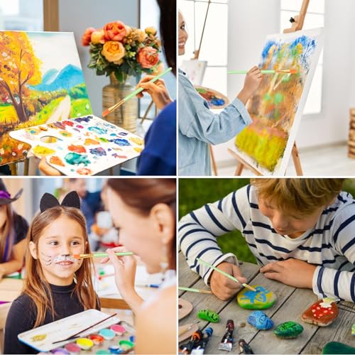 ESRICH Paint Brushes Set,10 Packs 100 Pcs Acrylic Paint Brush | Acrylic Oil Watercolor, Face Nail Art, Miniature Detailing,Rock Painting, Painting Artist Professional Kits, Green - color: Green, size: 100