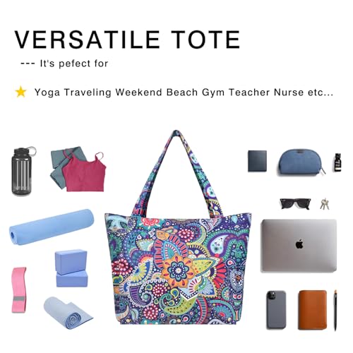 Yoga Mat Bag Yoga Bags and Carriers Fits All Your Stuff Yoga Tote Bag with Zipper Pocket Yoga Mat Carrier Pilates Bag Take in Out Mat Easily - color: Paisley