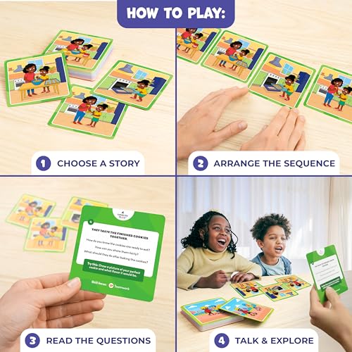 What Happens Next Game, Story Sequencing Cards for Speech Therapy Materials | 15 four-step stories with 4 scene action cards, esl teaching materials, articulation, phonological awareness, kindergarten