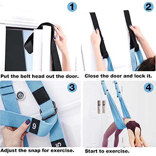 Tchrules Leg Stretcher Strap, Backbend Training Belt with Door Anchor, Flexibility Trainer Stretching Equipment Assist Stretch Strap for Fitness Gymnastics Dance Aerial Yoga Ballet - color: Light Blue